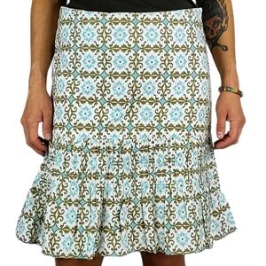 Fossil Cotton Skirt Size 8 Pleated Ruffled Green